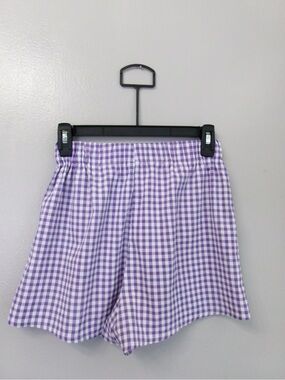 Gingham Elastic-Waist Women’s Shorts in Lavender